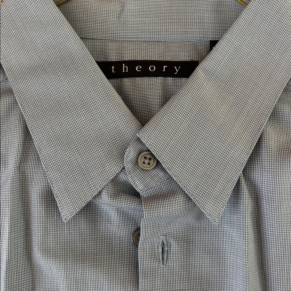 Theory Men's Blue Check Dress Shirt